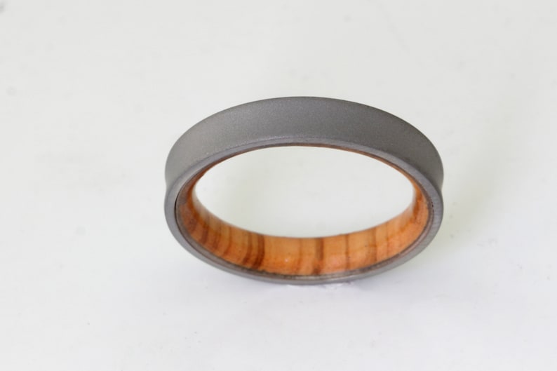 sandblasted ring wood wedding ring olive ring titanium wedding band mens wedding ring anniversary ring man woman size 3 to 16