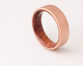 Copper Wedding Band // Copper Wood Ring // Cocobolo Ring // Man Ring // mens wood wedding band