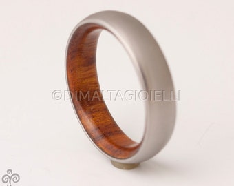 Titanium and Iron Wood // Mens Wood Rings //wood Wedding Band //Men&#39;s wedding Band