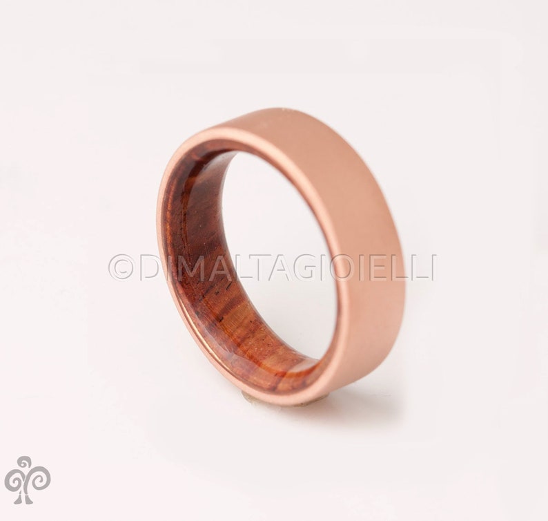 Copper Wedding Band Copper Wood Ring Cocobolo Ring Man Ring mens wood wedding band image 1