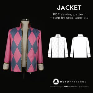 Diamond Pattern Jacket - PDF Sewing Pattern + Tutorial｜Male M size