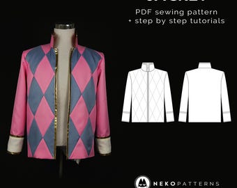 Diamond Pattern Jacket - PDF Sewing Pattern + Tutorial｜Male M size