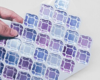 FUNLIFE | Fancy Blue-purple Peel n Stick Tile Backsplash Decals | Kitchen, bath, Waterproof & Removable Tile Stickers