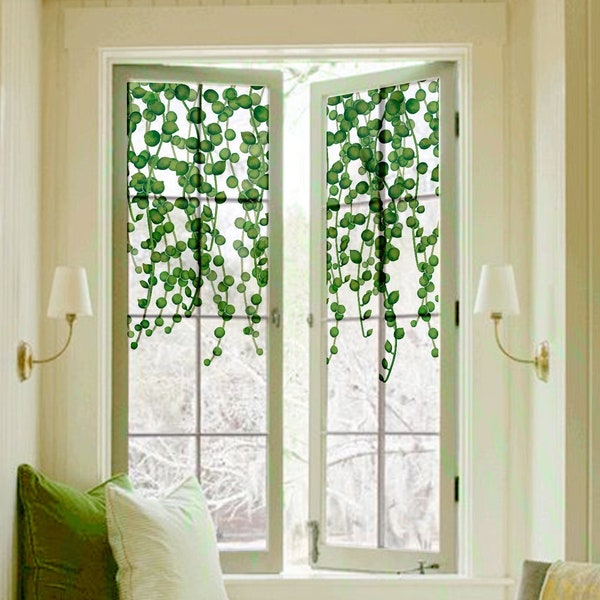 FUNLIFE | Green Leaves Window Decals, Botanical Foliage Window Film, Static Adhesion and Reusable, Removable Sticker for Winndow