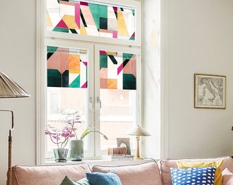 FUNLIFE | Architectural Lines Window Film, Geometric Window Clings , Self-adhesive and Reusable, Window Stickers for Home, Shop and Bathroom