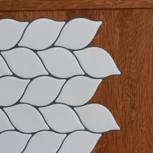 FUNLIFE  |  White Leaf Backsplash Tile Decals, Modern Art, Peel and Stick Kitchen Makeover, Waterproof and Removable