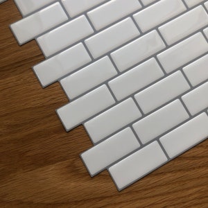 FUNLIFE  | White Thin Subway Peel and Stick Tile Backsplash Decals|  Kitchen, bath, fireplace |  Waterproof & Removable