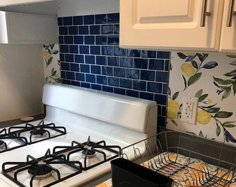 FUNLIFE / Metro Royal Blue Subway Peel and Stick Tile Backsplash Decals / RV Makeovers Tile Sticker / Impermeable, resistente al calor