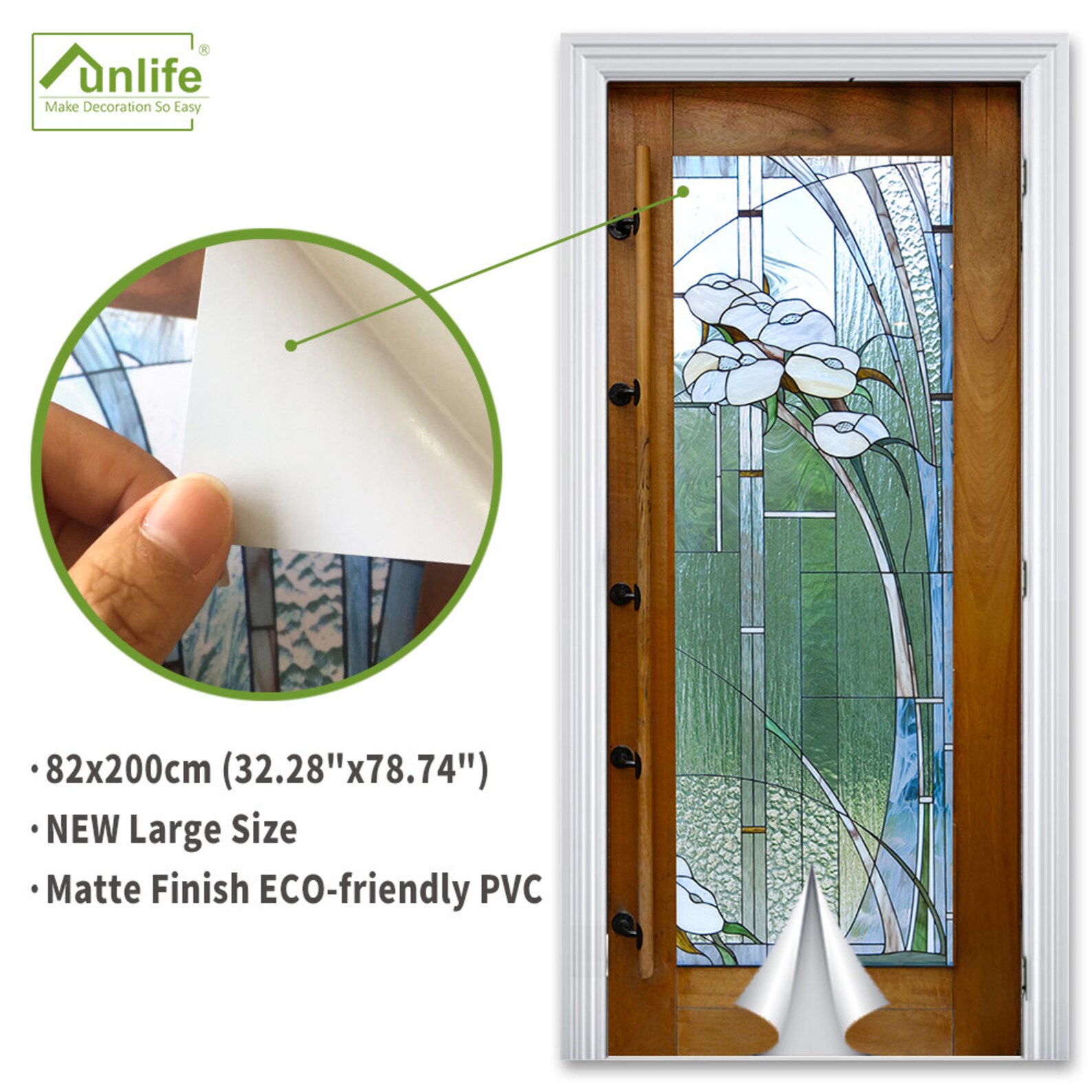 FUNLIFE Modern Stained Glass Door Mural Peel and Stick Door Etsy