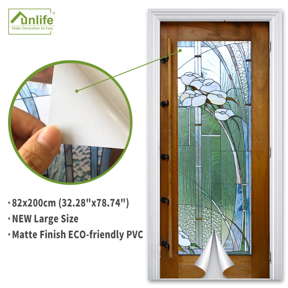 FUNLIFE Modern Stained Glass Door Mural Peel and Stick Door Etsy