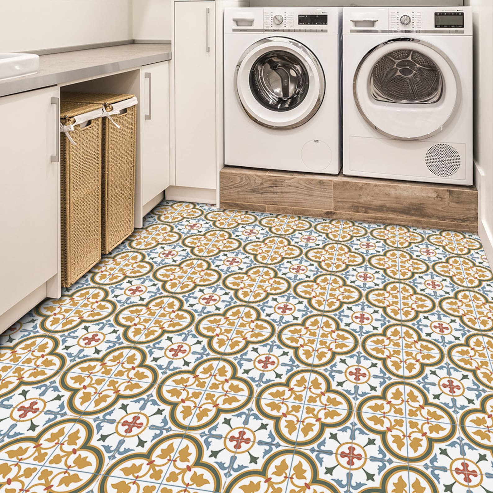 Peel and Stick Floor Tile Sticker Geometric Moroccan Linoleum Etsy