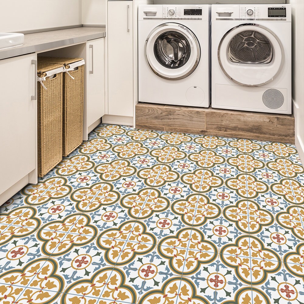 Peel and Stick Floor Tile Sticker Geometric Moroccan Linoleum Etsy UK