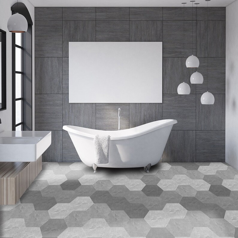 FUNLIFE Geometric Grunge Grey Wall Tile Sticker Hexagon Etsy