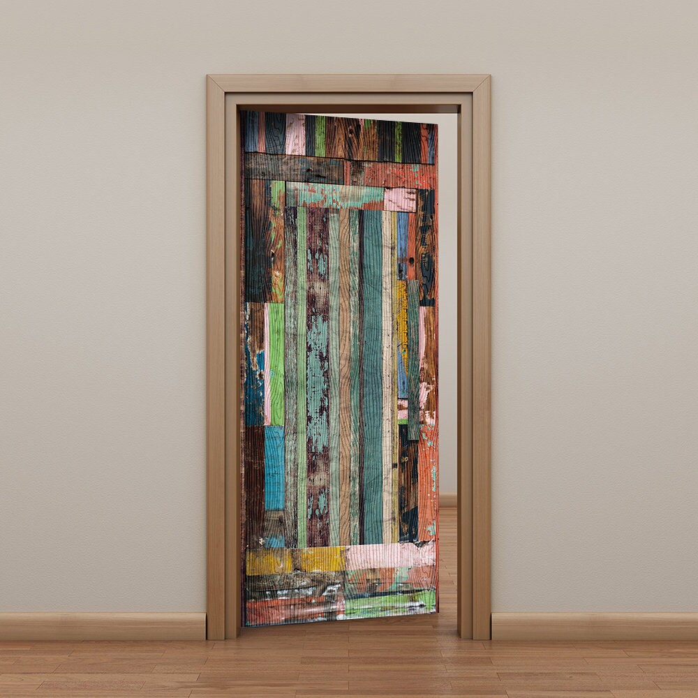 FUNLIFE Colored Wood Door Mural Peel and Stick Door Wall - Etsy