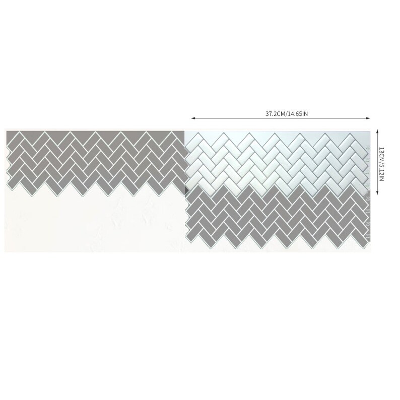 white herringbone peel and stick tile