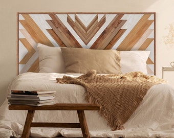 FUNLIFE |  Peel and Stick Headboard Decal, Brown Herringbone Woven Wood Grain, DIY Self-adhesive, Queen/Full Size Headboard Stickers