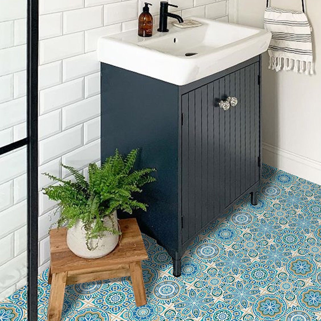 Mandala Multicolour Bathroom Floor Decals Floor Wallpaper Etsy