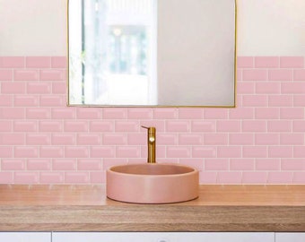 FUNLIFE  | Baby Pink Subway Tile Stickers for Home, Kitchen and Bath, Farmhouse Peel and Stick Tile Backsplash