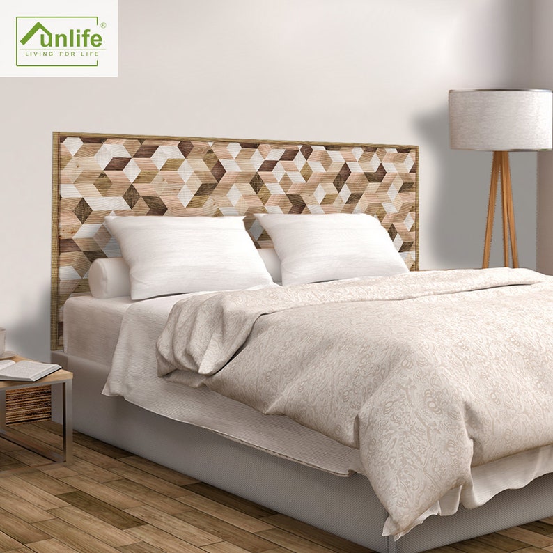 FUNLIFE Hexagon Geometric Wood Grain Headboard Decal DIY Etsy