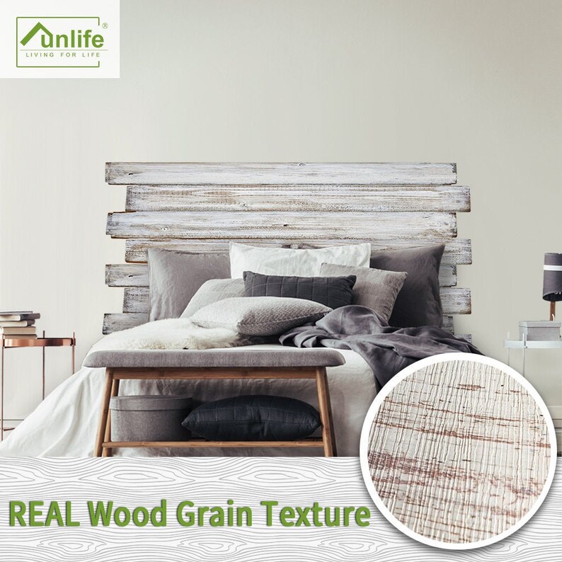 FUNLIFE White Paint Wood Grain Headboard Decal DIY Etsy
