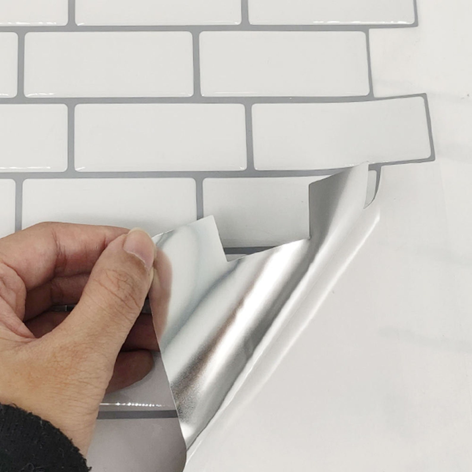 stick on white subway tile