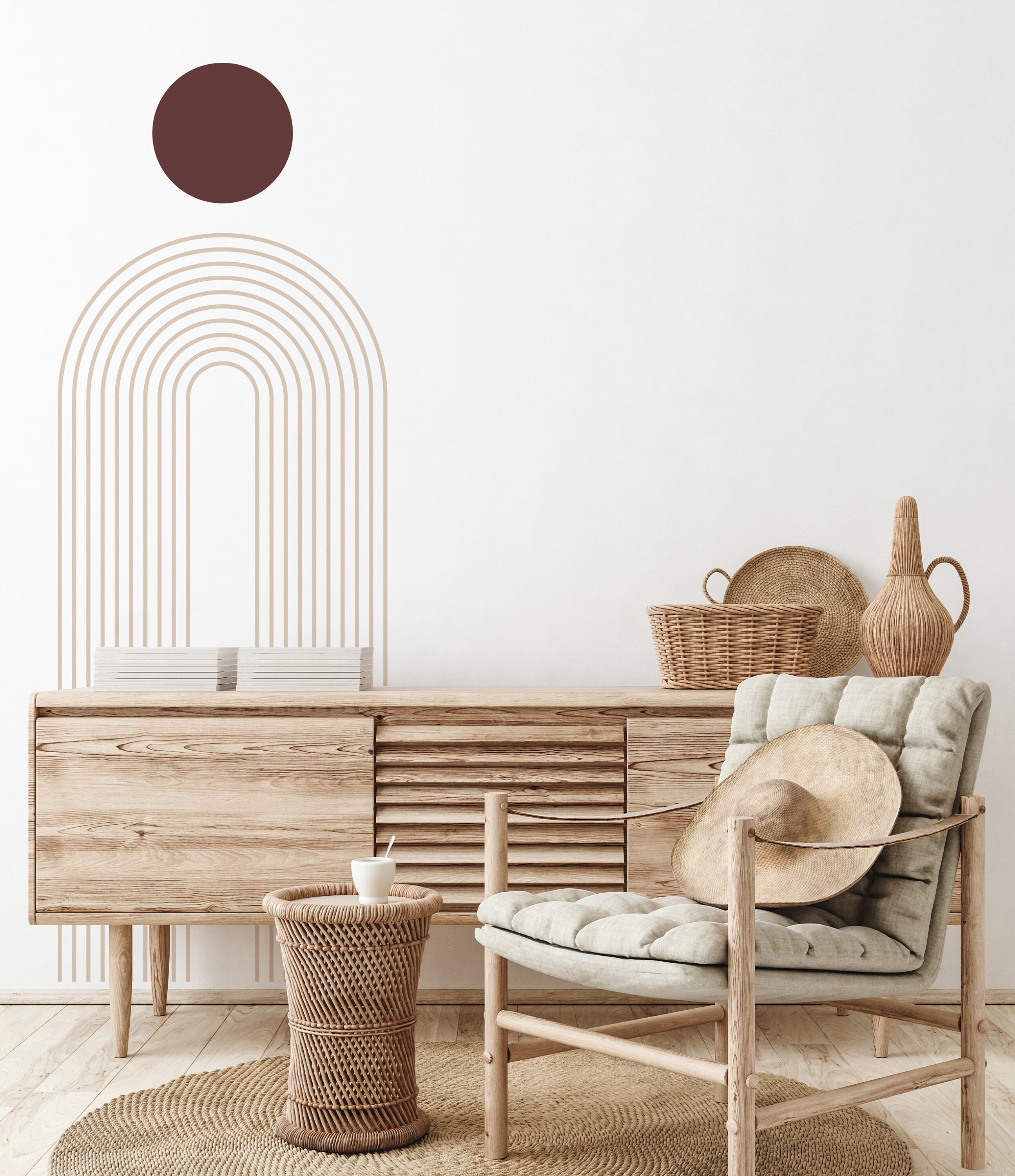 Boho Circle Wall Decal Abstract Arch Wall Sticker Etsy