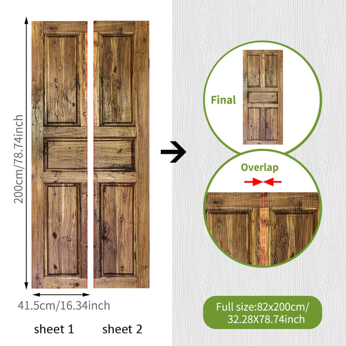 FUNLIFE Wooden Door Mural Peel and Stick Door wall sticker Etsy