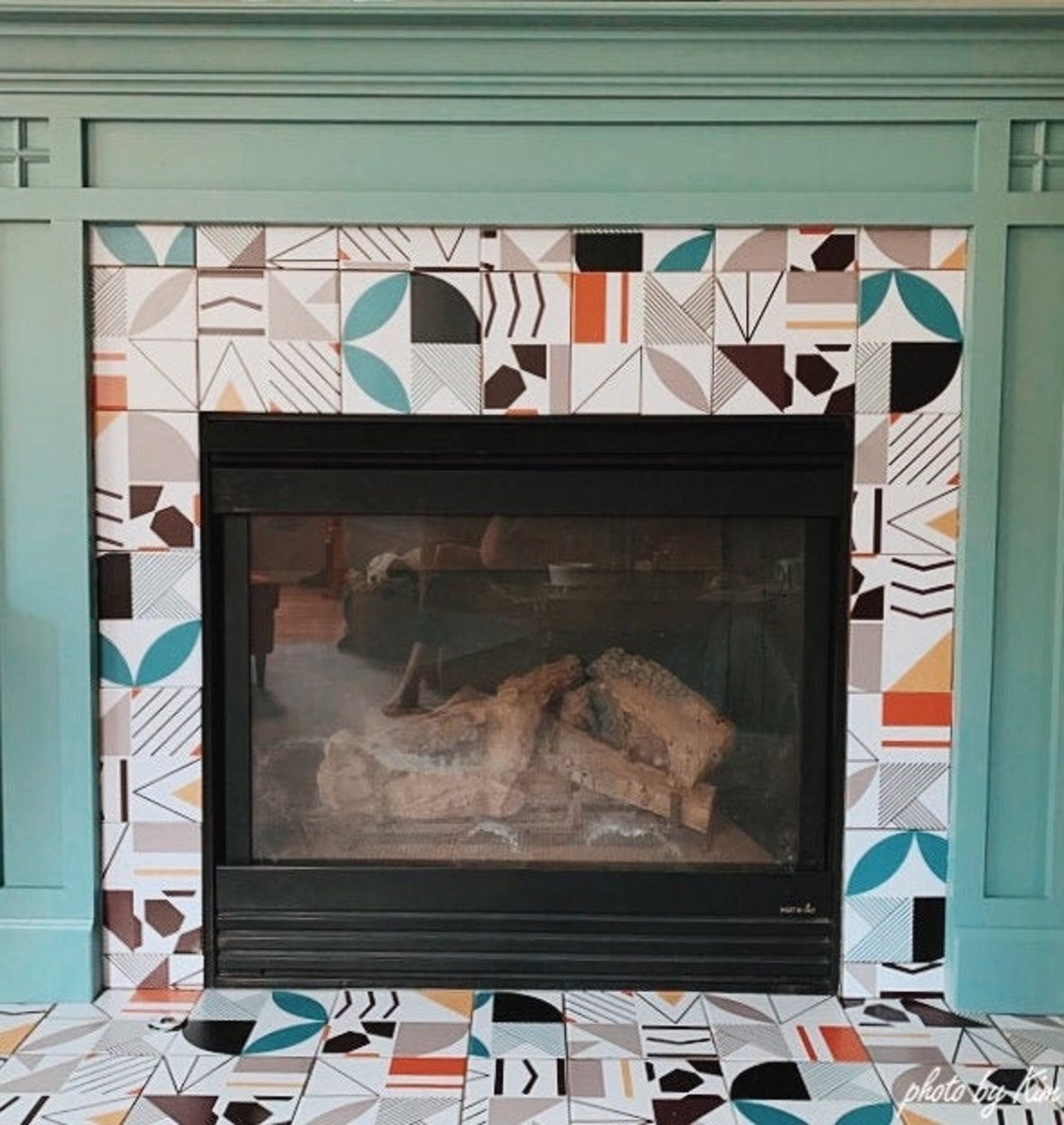 FUNLIFE Fireplace Tile Decals Geometric Colored Backsplash Etsy Israel