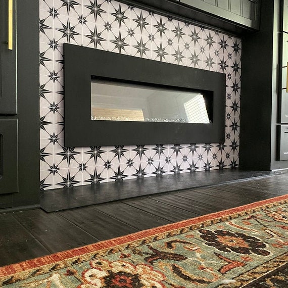Home Décor Black Astra Fireplace Tile Stickers Removable Living Room
