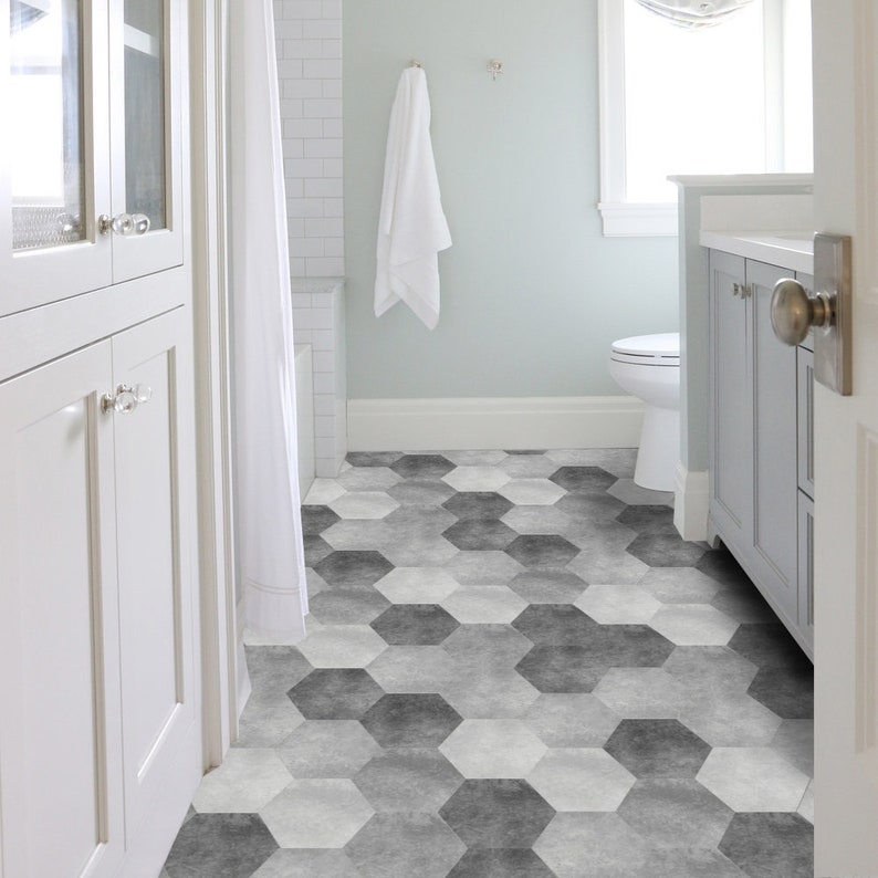FUNLIFE Geometric Grunge Gray Wall Tile Sticker Hexagon Etsy