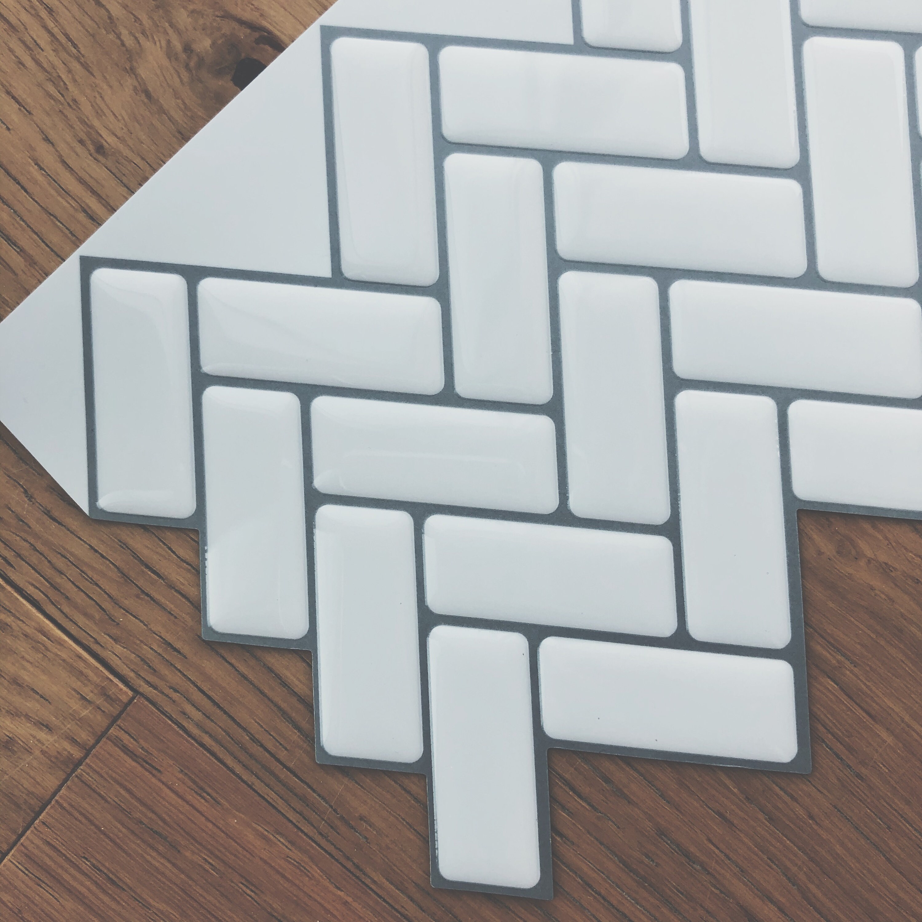 white herringbone backsplash peel and stick