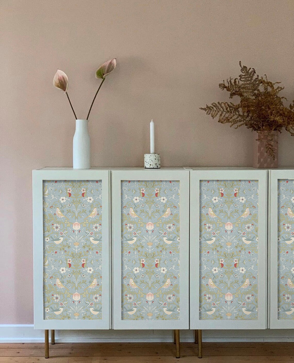 Peel and Stick Flora Furniture Decals Birds in the Garden Etsy