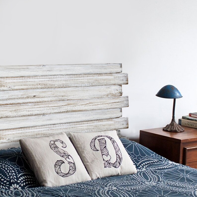 FUNLIFE White Paint Wood Grain Headboard Decal DIY Etsy