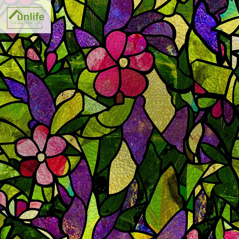 FUNLIFE Star Magnolia Glass Film Stained Window Opaque Etsy
