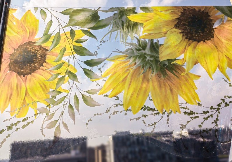 FUNLIFE Sunflowers Window Cling Florals Border Spring Window Etsy