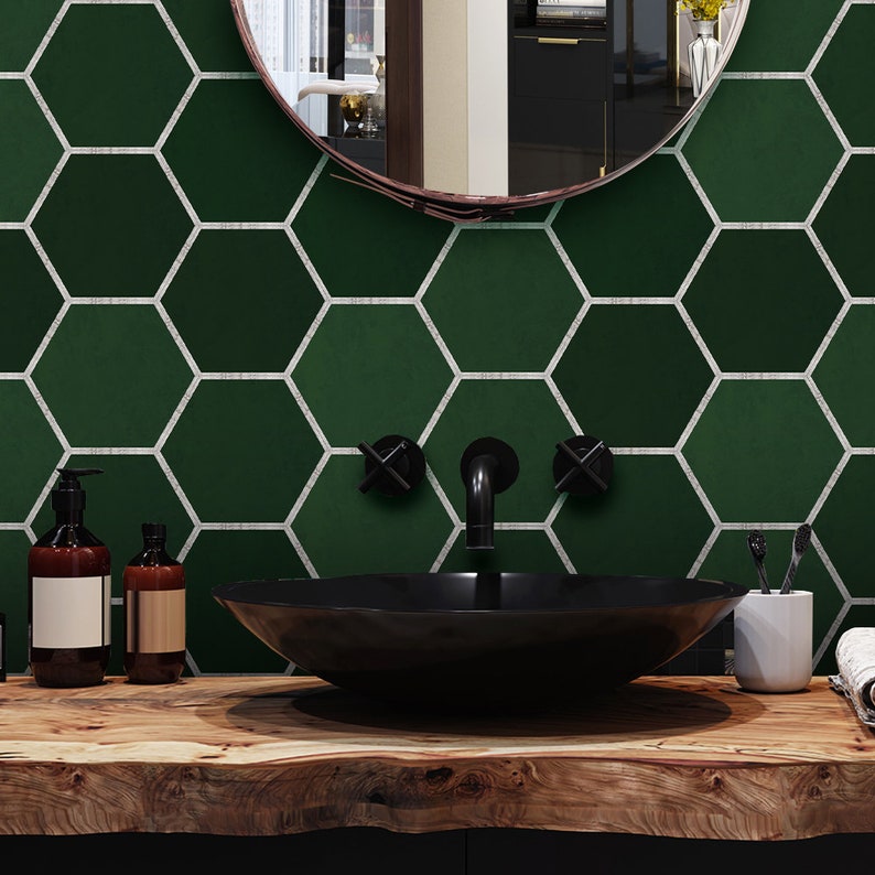 FUNLIFE Emerald Green Floor Tile Sticker Peel and Stick - Etsy