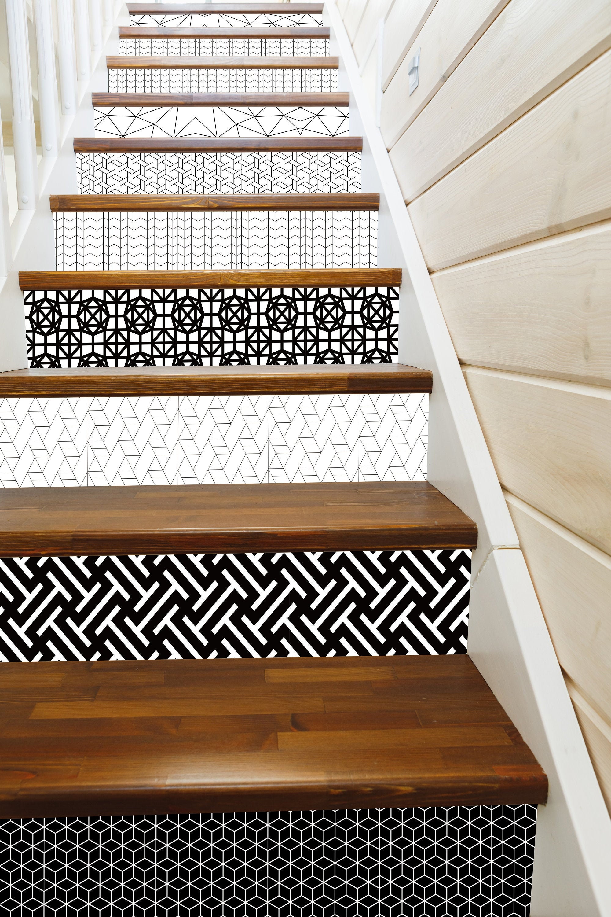 FUNLIFE Mosaic Geometric Stair Riser Stickers 7 Strips of Etsy
