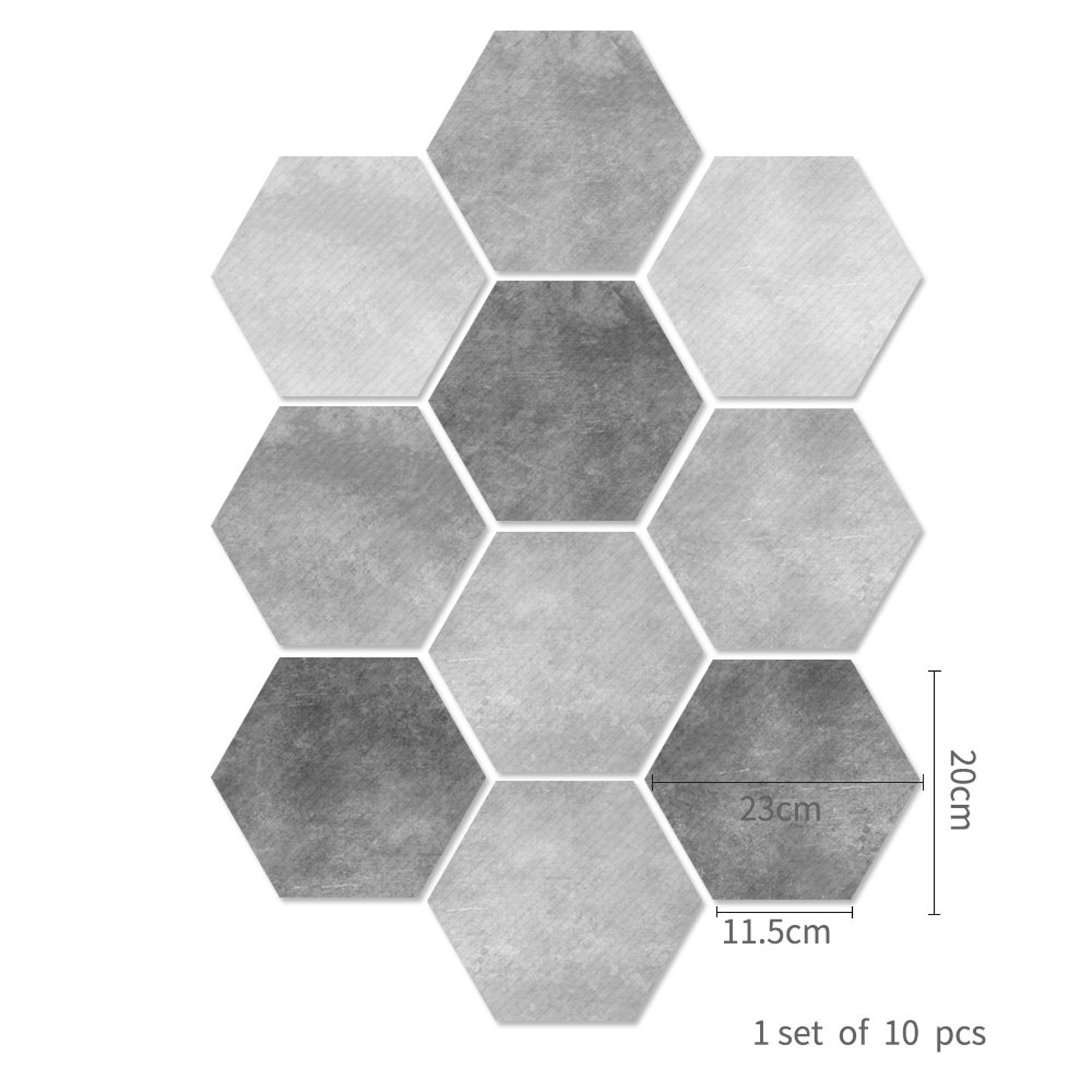 FUNLIFE Geometric Grunge Gray Wall Tile Sticker Hexagon Etsy