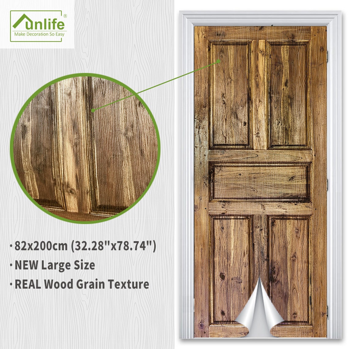 FUNLIFE Wooden Door Mural Peel and Stick Door wall sticker | Etsy