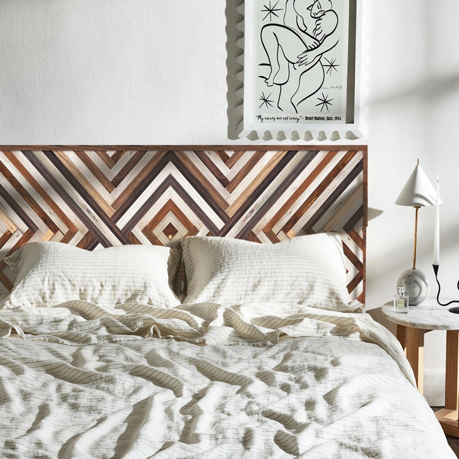 FUNLIFE Peel and Stick Wood Grain Brown Chevron Headboard Etsy