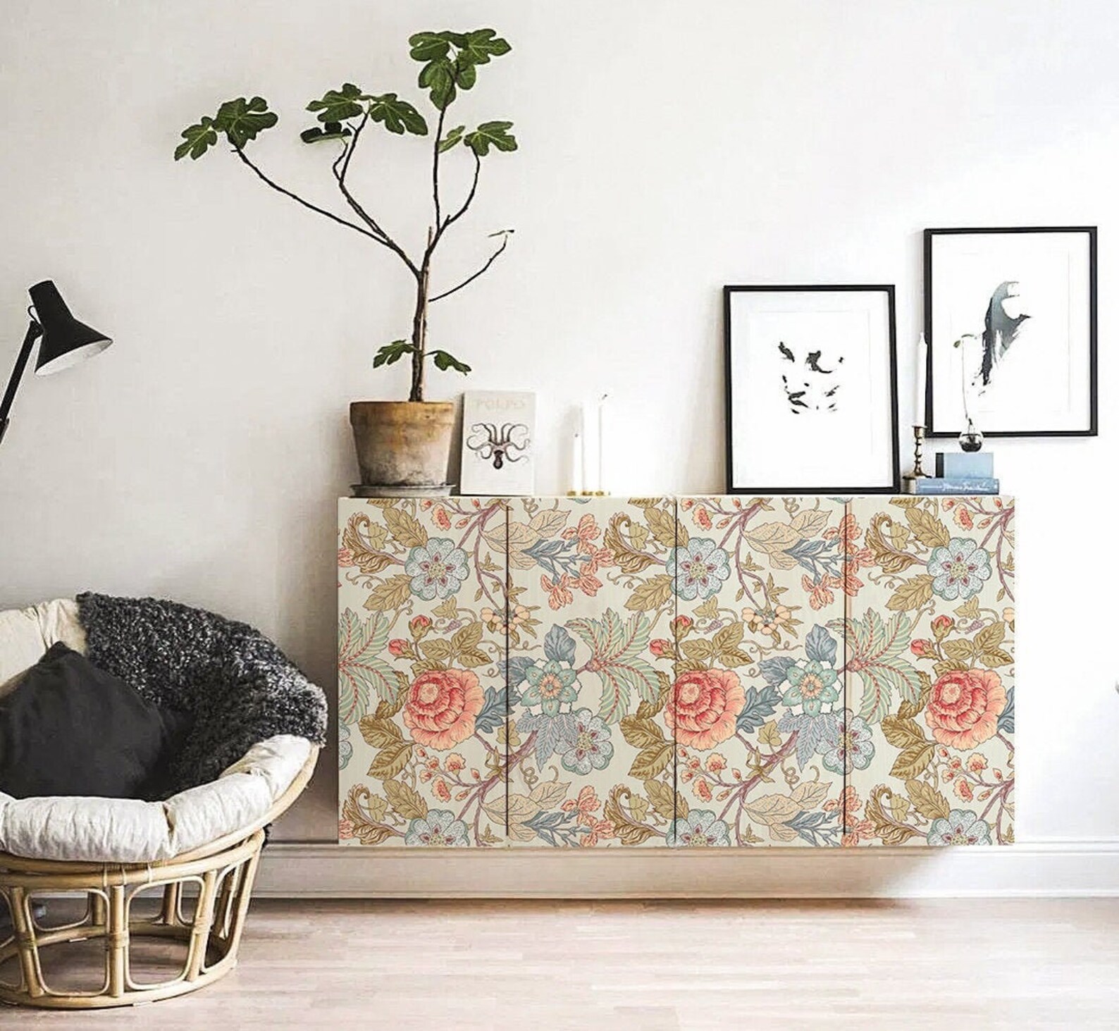 Peel and Stick Flora Furniture Decals Rose in the Garden Etsy