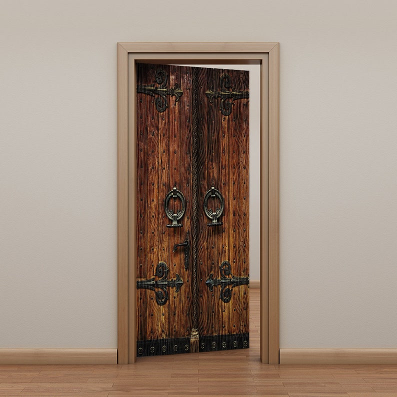 FUNLIFE Wooden Church Door Mural Peel and Stick Door Wall Etsy