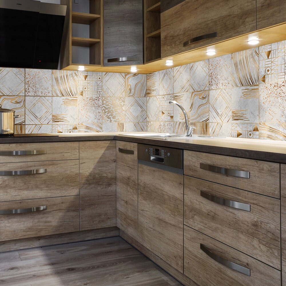 FUNLIFE Abstract Backsplash Tile Stickers Geometric Marble Etsy Australia