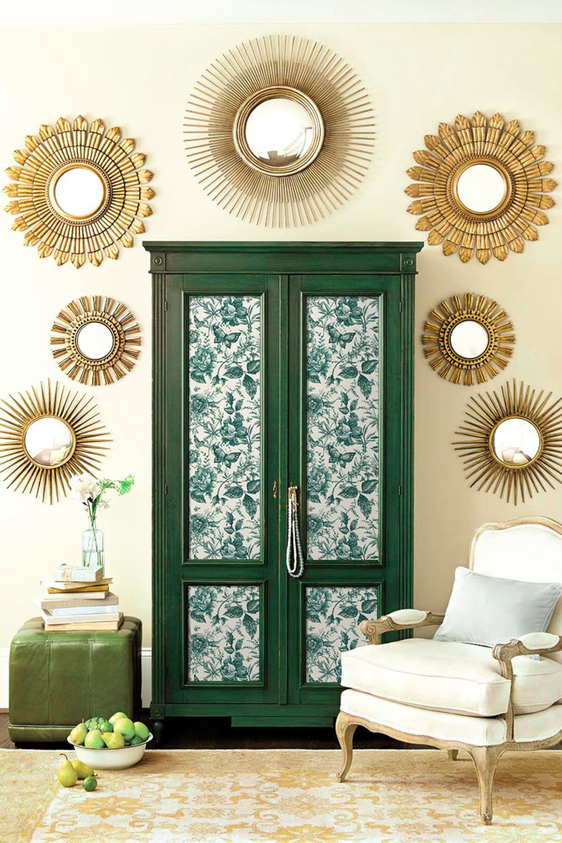 Peel and Stick Flora Furniture Decals Vintage Blue Rose in Etsy