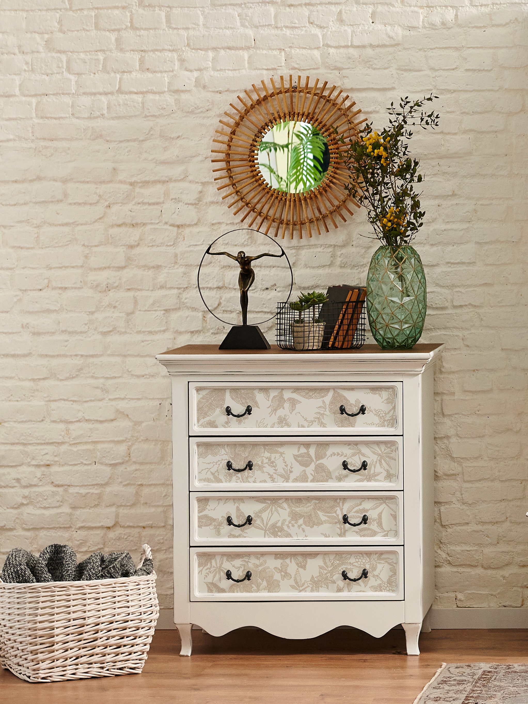 Peel and Stick Flora Furniture Decals Vintage Blue Rose in Etsy