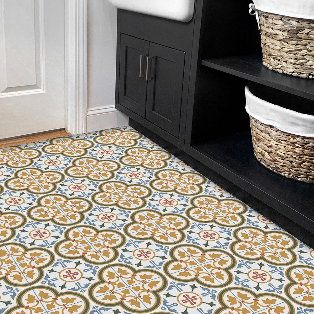 Peel and Stick Floor Tile Sticker Geometric Moroccan Linoleum Etsy UK