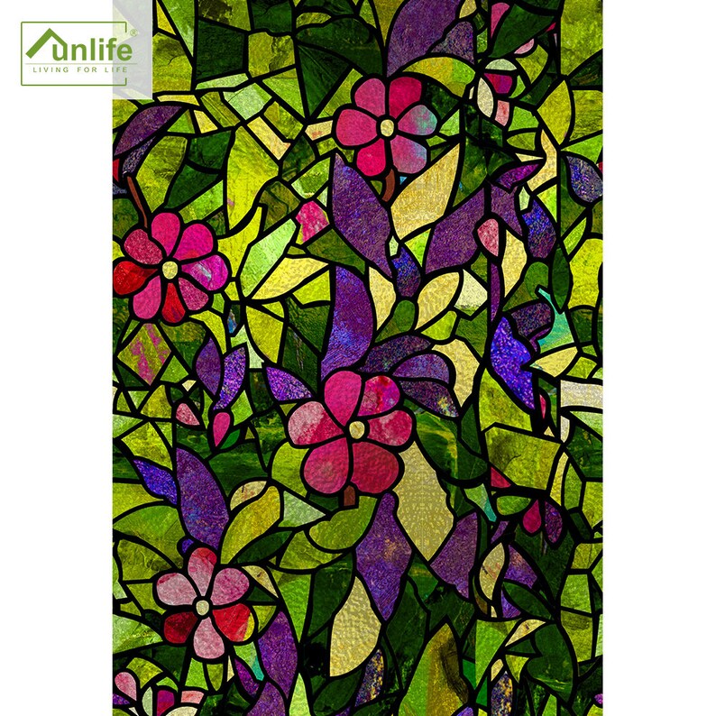 FUNLIFE Star Magnolia Glass Film Stained Window Opaque Etsy