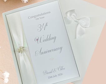 Biglietto per il 34° anniversario di matrimonio - Opal 34 anni Trentaquattresimo anniversario Auguri di lusso Regalo personalizzato per moglie marito genitori - RA 34