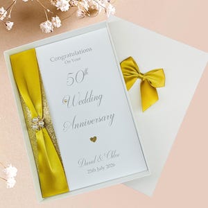 50th Wedding Anniversary Card - Golden 50 Year Fiftieth Anniversary Luxury Greeting Personalised Gift Wife Husband Parents Couple - RA 50