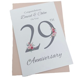 Carte d'anniversaire de mariage pour 29 ans - Meubles, 29 ans, vingt-neuvième carte de voeux, cadeau pour femme, mari, parents, couple, amis - Numéro floral